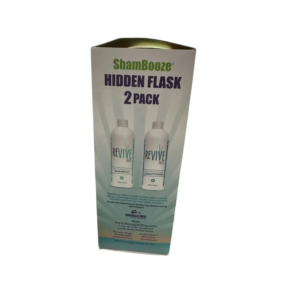 ShamBooze Hidden Flask 2 Pack‎ Shampoo Conditioner Bottles 34oz Cruise Travel